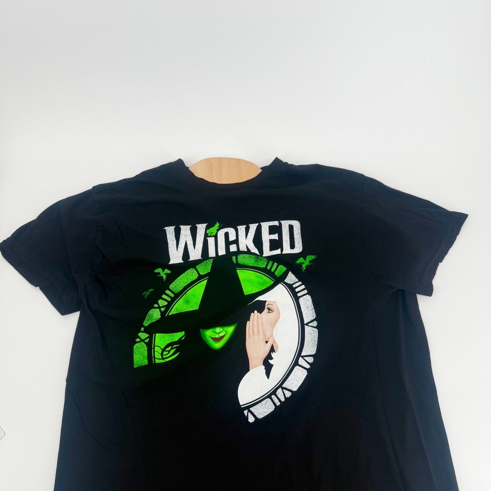 Wicked The Musical T Shirt Large Black Glitter Elphaba Glinda Broadway Merch L